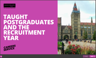 image of online resource "Taught postgraduates and the recruitment year" - links to online resource, opens in new tab