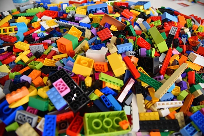 Multicoloured lego blocks in a pile