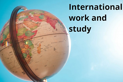 Text International work and study: image of globe